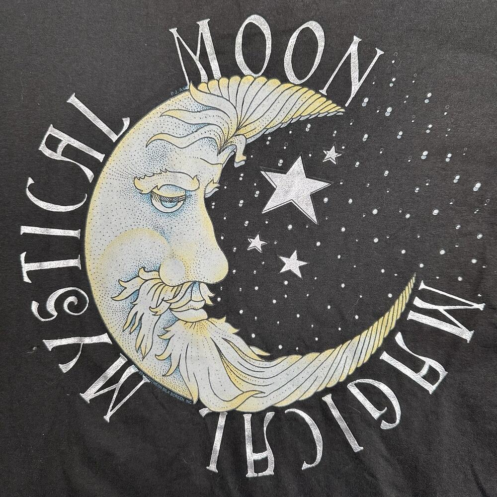VTG Black Magical Mystical Moon Stars T Shirt Mens Size 3XL 90s Single Stitch - Picture 2 of 8
